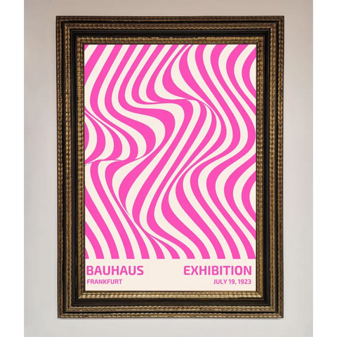 Bauhaus Pink Expedition Framed Wall Art - A3 (29.7 x 42 cm) / Ornate Gold Black - Framed Print