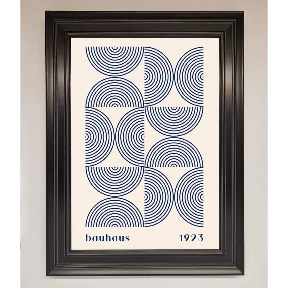 Bauhaus Print 1923 Navy Abstract Framed Poster - A1 (59.4 x 84.1 cm) / Matt Black - Framed Print