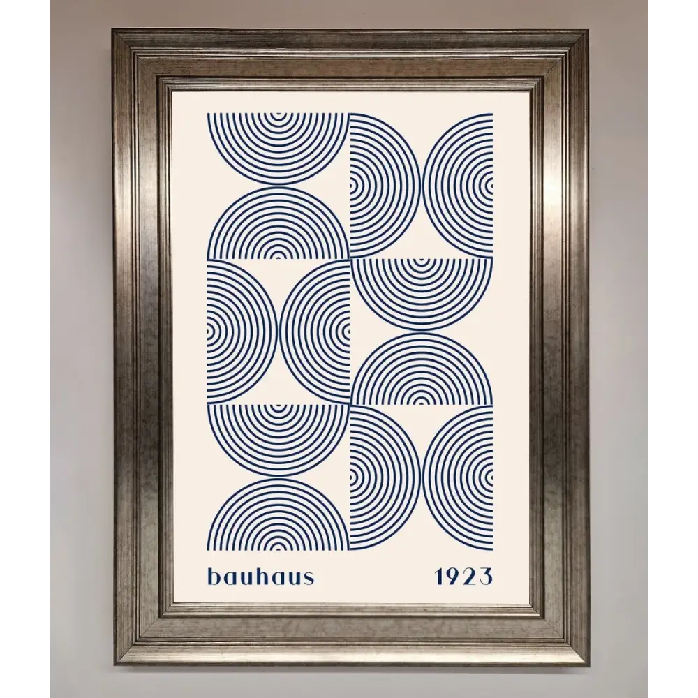 Bauhaus Print 1923 Navy Abstract Framed Poster - A3 (29.7 x 42 cm) / Silver - Framed Print