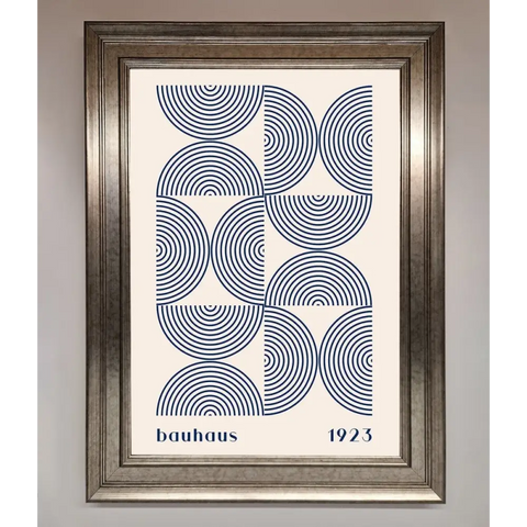 Bauhaus Print 1923 Navy Abstract Framed Poster - A3 (29.7 x 42 cm) / Silver - Framed Print