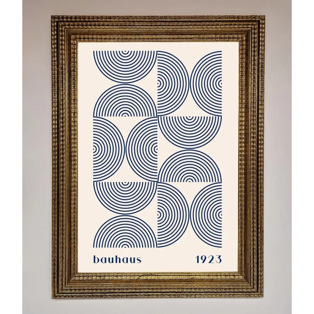 Bauhaus Print 1923 Navy Abstract Framed Poster - A3 (29.7 x 42 cm) / Ornate Gold - Framed Print