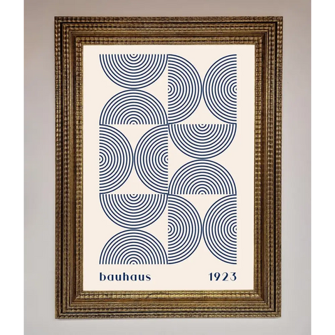 Bauhaus Print 1923 Navy Abstract Framed Poster - A3 (29.7 x 42 cm) / Ornate Gold - Framed Print