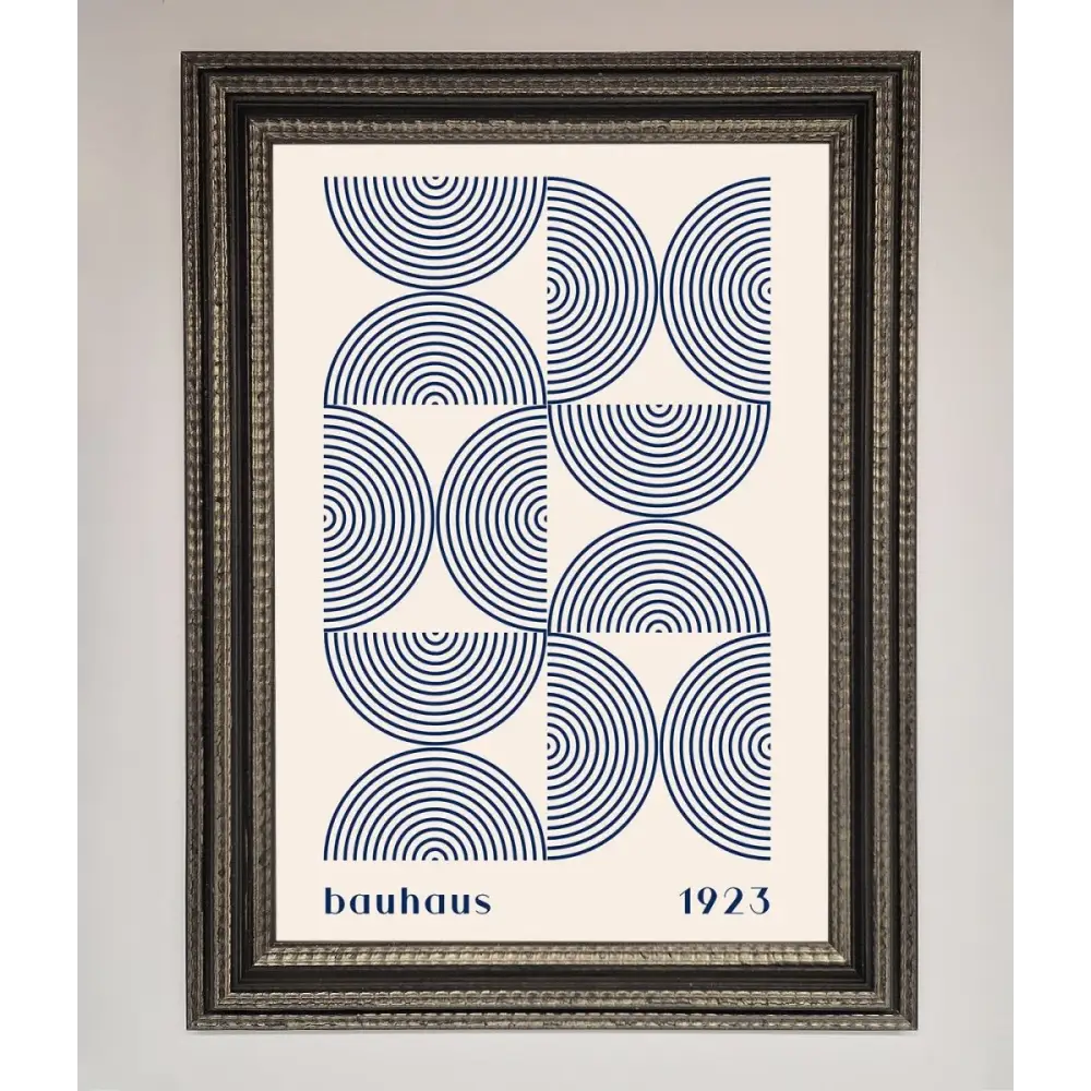Bauhaus Print 1923 Navy Abstract Framed Poster - A3 (29.7 x 42 cm) / Ornate Silver Black - Framed Print