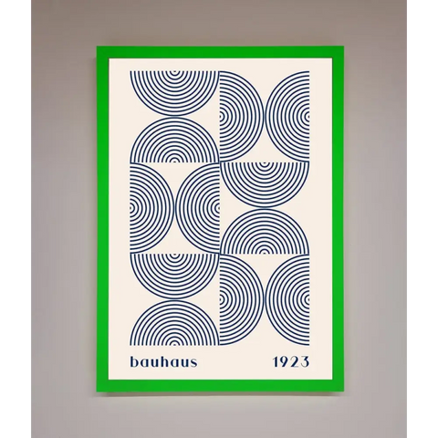 Bauhaus Print 1923 Navy Abstract Framed Poster - B0 (100 x 141 cm) / Neon Dark Green - Framed Print