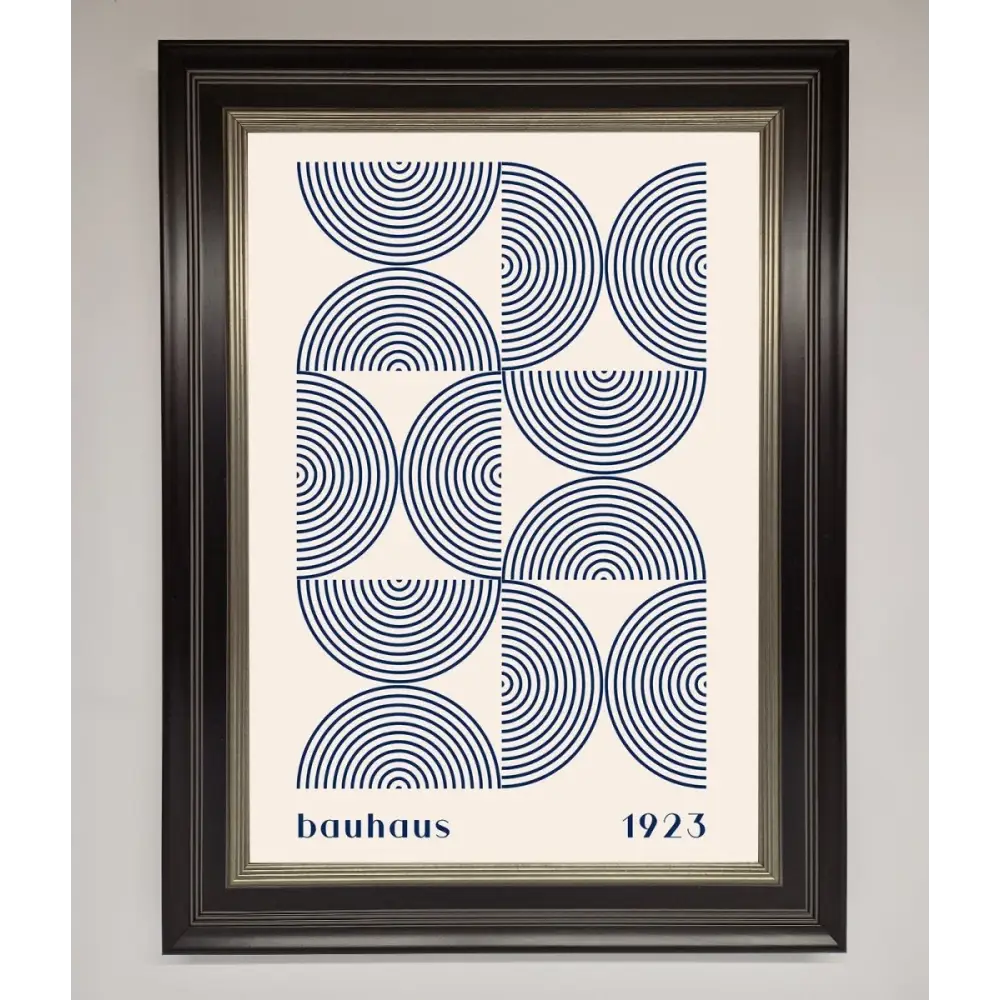 Bauhaus Print 1923 Navy Abstract Framed Poster - B0 (100 x 141 cm) / Black Silver - Framed Print