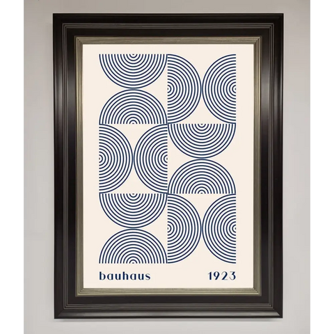 Bauhaus Print 1923 Navy Abstract Framed Poster - B0 (100 x 141 cm) / Black Silver - Framed Print