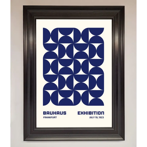 Bauhaus Print July 1923 Navy Blue Abstract Framed Wall Art - A1 (59.4 x 84.1 cm) / Matt Black - Framed Print