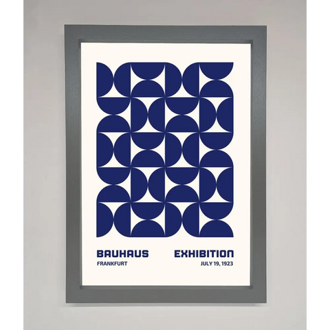 Bauhaus Print July 1923 Navy Blue Abstract Framed Wall Art - A3 (29.7 x 42 cm) / Dark Grey - Framed Print