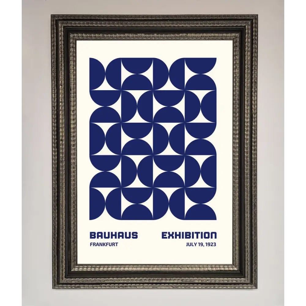 Bauhaus Print July 1923 Navy Blue Abstract Framed Wall Art - A3 (29.7 x 42 cm) / Ornate Silver Black - Framed Print