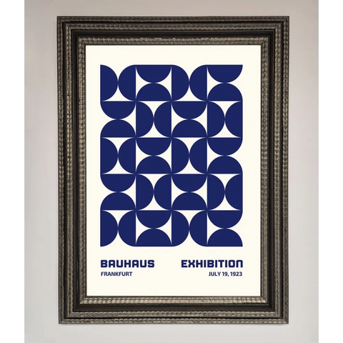Bauhaus Print July 1923 Navy Blue Abstract Framed Wall Art - A3 (29.7 x 42 cm) / Ornate Silver Black - Framed Print