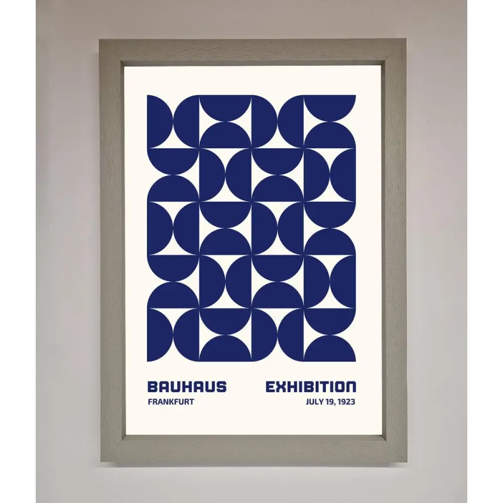 Bauhaus Print July 1923 Navy Blue Abstract Framed Wall Art - A3 (29.7 x 42 cm) / Grey - Framed Print