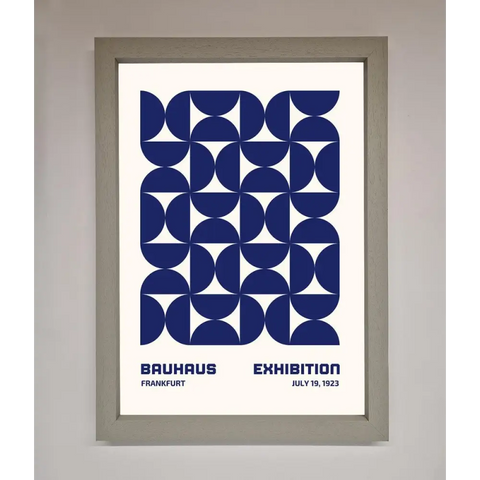 Bauhaus Print July 1923 Navy Blue Abstract Framed Wall Art - A3 (29.7 x 42 cm) / Grey - Framed Print