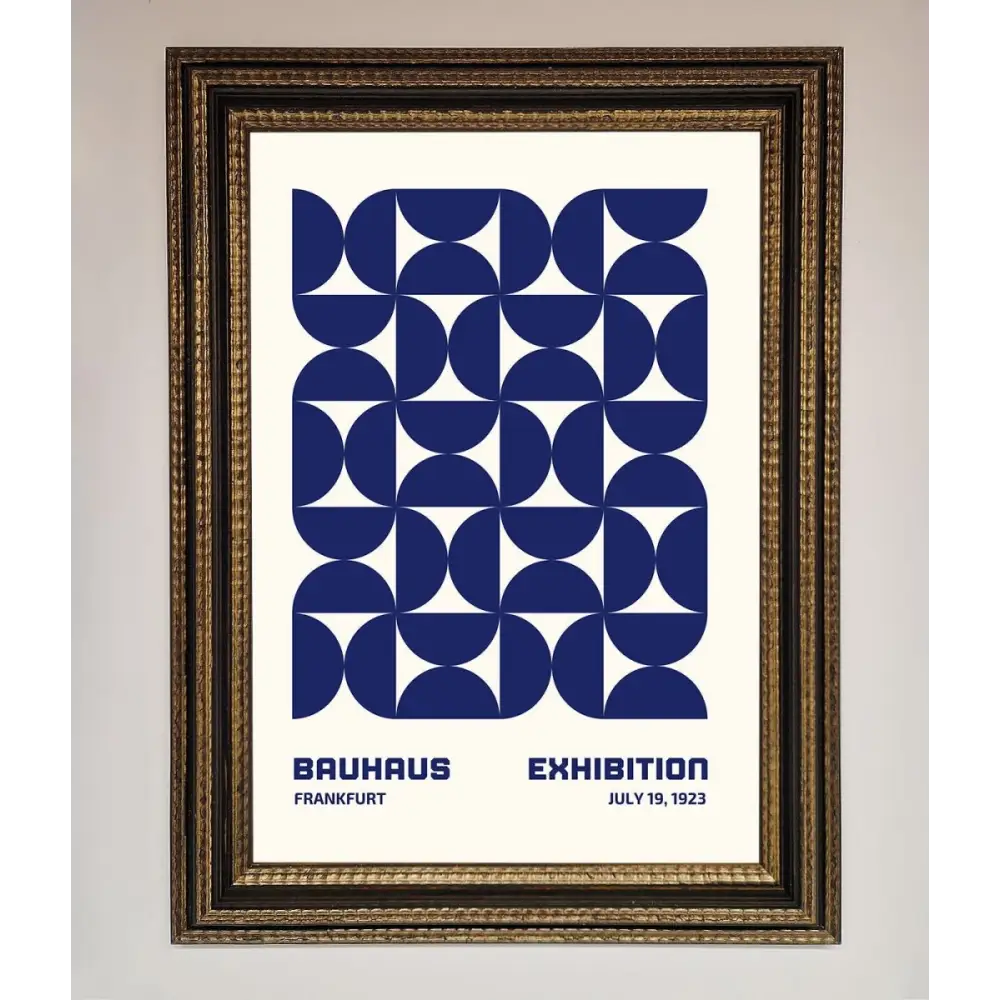 Bauhaus Print July 1923 Navy Blue Abstract Framed Wall Art - A3 (29.7 x 42 cm) / Ornate Gold Black - Framed Print