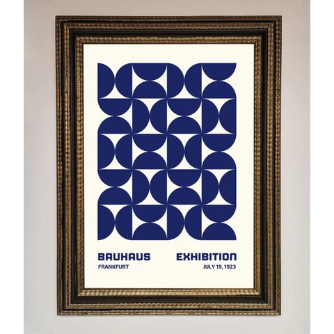 Bauhaus Print July 1923 Navy Blue Abstract Framed Wall Art - A3 (29.7 x 42 cm) / Ornate Gold Black - Framed Print