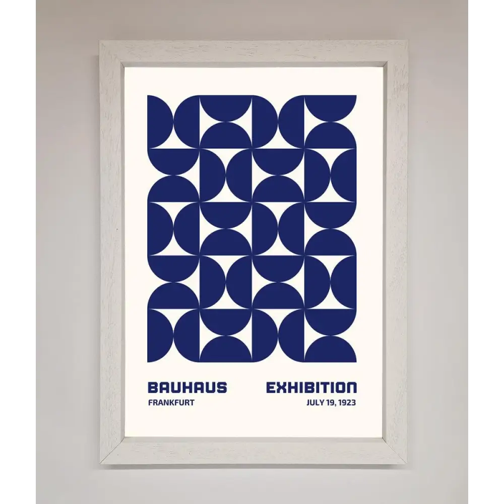 Bauhaus Print July 1923 Navy Blue Abstract Framed Wall Art - A3 (29.7 x 42 cm) / White - Framed Print