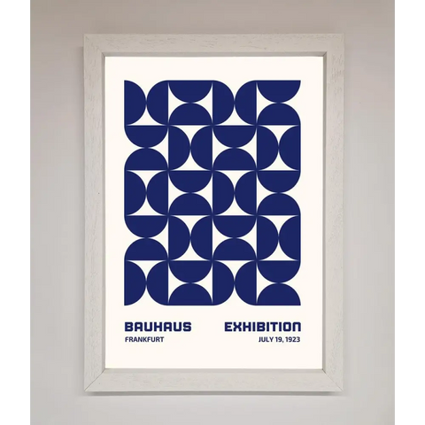 Bauhaus Print July 1923 Navy Blue Abstract Framed Wall Art - A3 (29.7 x 42 cm) / White - Framed Print