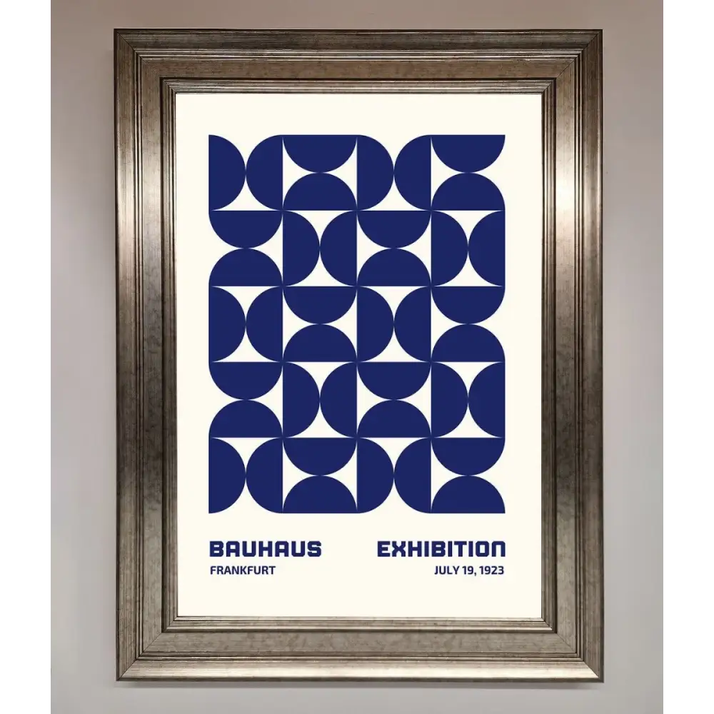 Bauhaus Print July 1923 Navy Blue Abstract Framed Wall Art - A3 (29.7 x 42 cm) / Silver - Framed Print