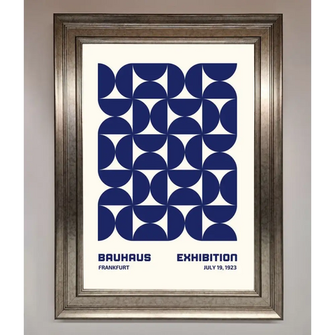 Bauhaus Print July 1923 Navy Blue Abstract Framed Wall Art - A3 (29.7 x 42 cm) / Silver - Framed Print