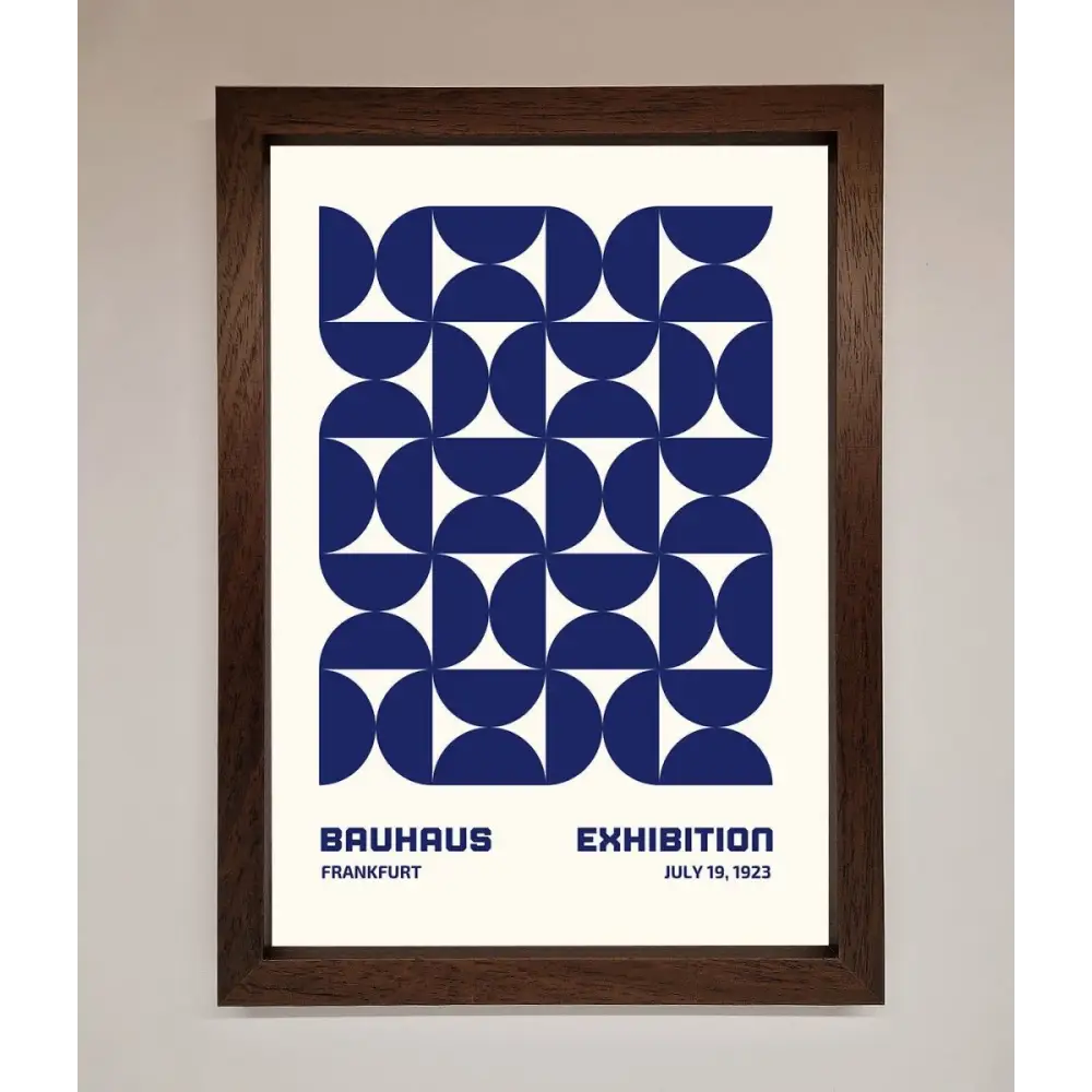 Bauhaus Print July 1923 Navy Blue Abstract Framed Wall Art - A3 (29.7 x 42 cm) / Walnut - Framed Print