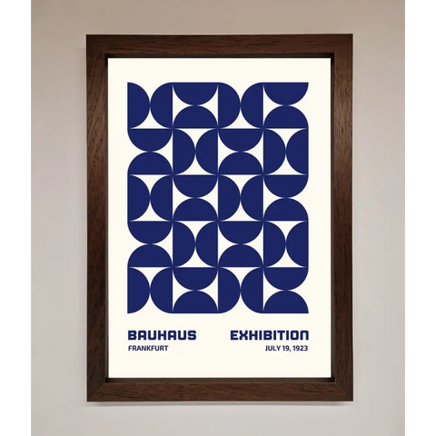 Bauhaus Print July 1923 Navy Blue Abstract Framed Wall Art - A3 (29.7 x 42 cm) / Walnut - Framed Print
