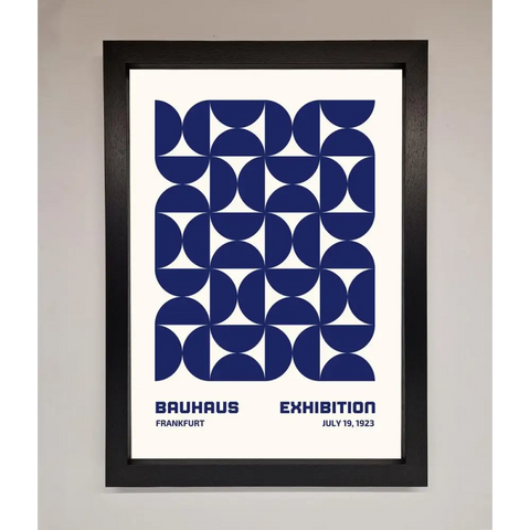 Bauhaus Print July 1923 Navy Blue Abstract Framed Wall Art - A3 (29.7 x 42 cm) / Black - Framed Print