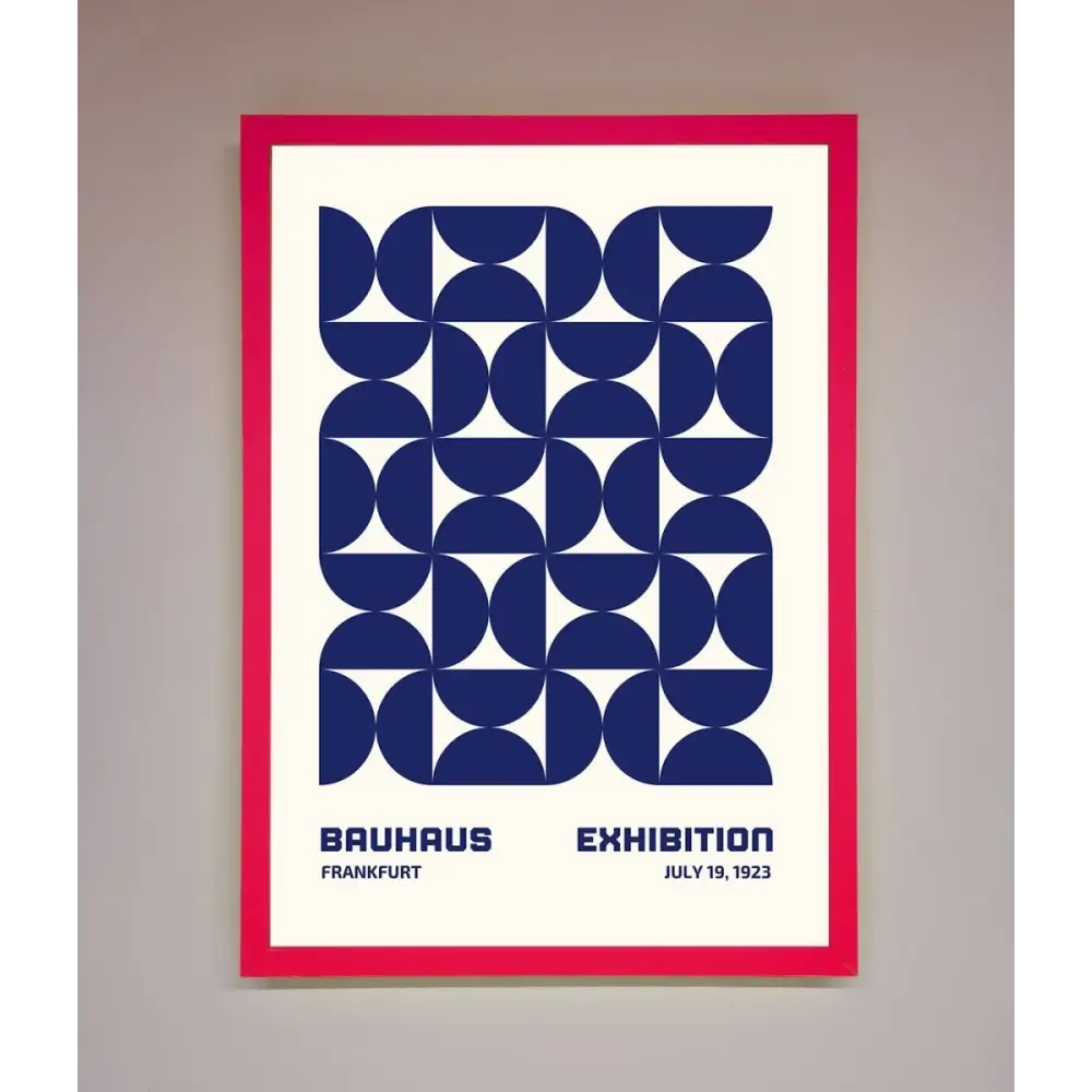 Bauhaus Print July 1923 Navy Blue Abstract Framed Wall Art - B0 (100 x 141 cm) / Neon Pink - Framed Print