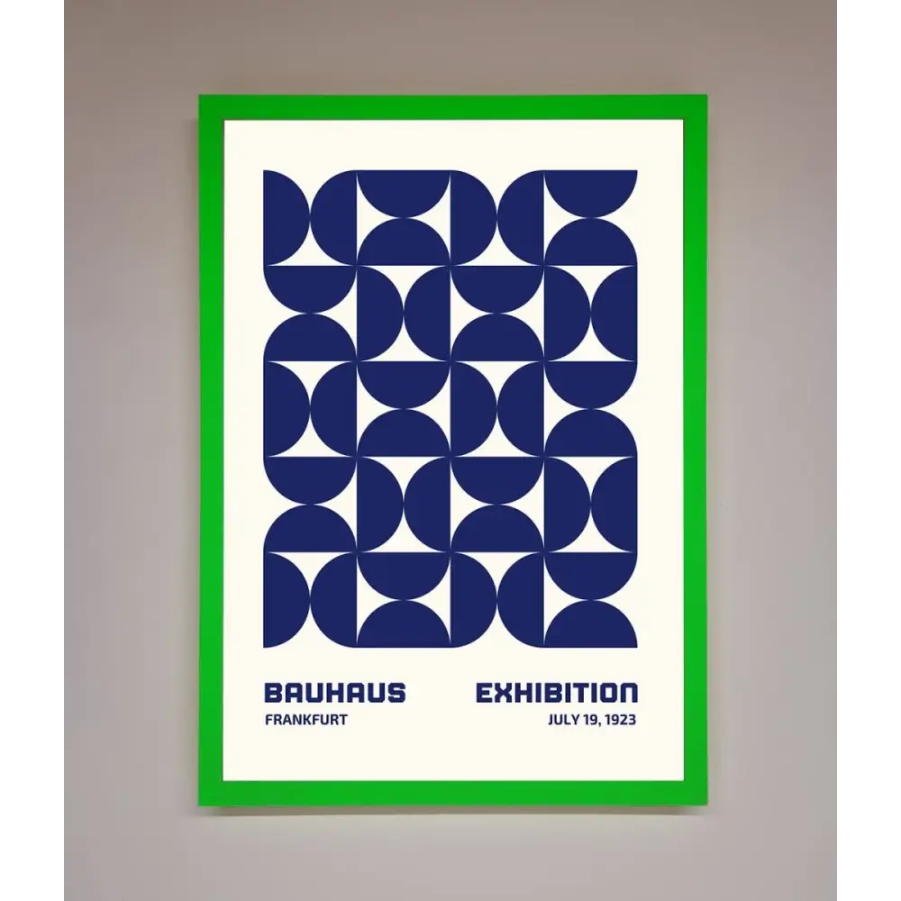 Bauhaus Print July 1923 Navy Blue Abstract Framed Wall Art - B0 (100 x 141 cm) / Neon Dark Green - Framed Print