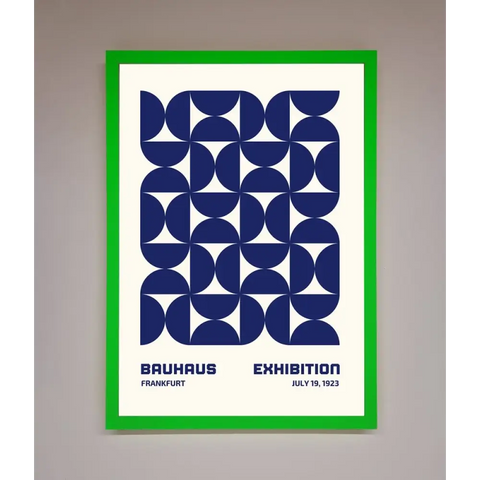 Bauhaus Print July 1923 Navy Blue Abstract Framed Wall Art - B0 (100 x 141 cm) / Neon Dark Green - Framed Print