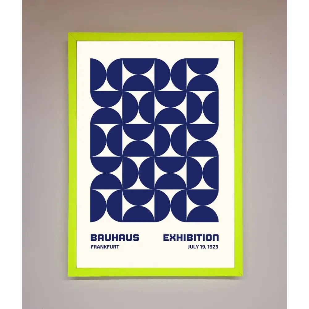 Bauhaus Print July 1923 Navy Blue Abstract Framed Wall Art - B0 (100 x 141 cm) / Neon Green - Framed Print