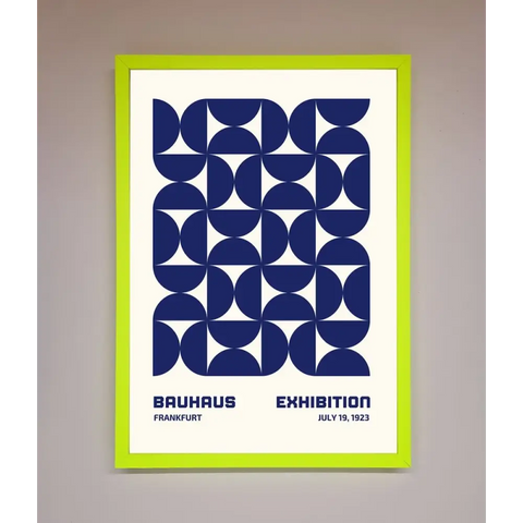 Bauhaus Print July 1923 Navy Blue Abstract Framed Wall Art - B0 (100 x 141 cm) / Neon Green - Framed Print