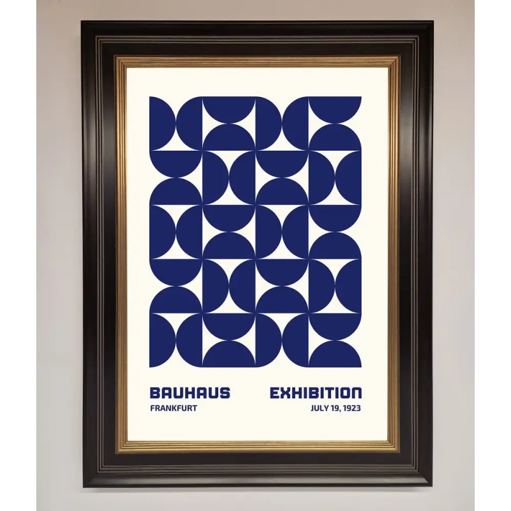 Bauhaus Print July 1923 Navy Blue Abstract Framed Wall Art - B0 (100 x 141 cm) / Black Gold - Framed Print