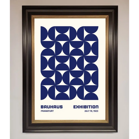 Bauhaus Print July 1923 Navy Blue Abstract Framed Wall Art - B0 (100 x 141 cm) / Black Gold - Framed Print