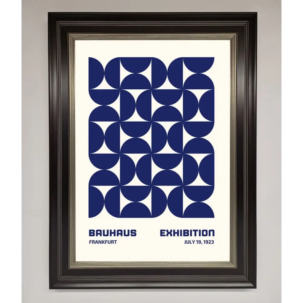 Bauhaus Print July 1923 Navy Blue Abstract Framed Wall Art - B0 (100 x 141 cm) / Black Silver - Framed Print