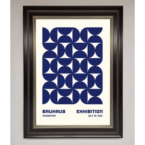 Bauhaus Print July 1923 Navy Blue Abstract Framed Wall Art - B0 (100 x 141 cm) / Black Silver - Framed Print