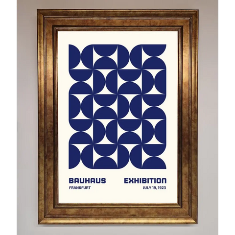 Bauhaus Print July 1923 Navy Blue Abstract Framed Wall Art - B0 (100 x 141 cm) / Bronze - Framed Print