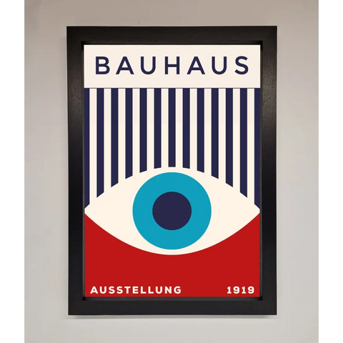 Bauhaus Red And Blue Eye Framed Wall Art - A3 (29.7 x 42 cm) / Black - Framed Print