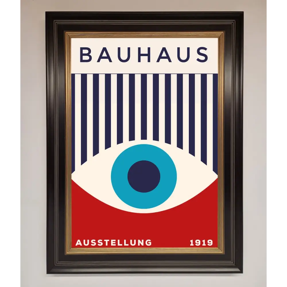 Bauhaus Red And Blue Eye Framed Wall Art - A3 (29.7 x 42 cm) / Black Gold - Framed Print