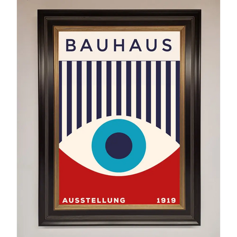 Bauhaus Red And Blue Eye Framed Wall Art - A3 (29.7 x 42 cm) / Black Gold - Framed Print