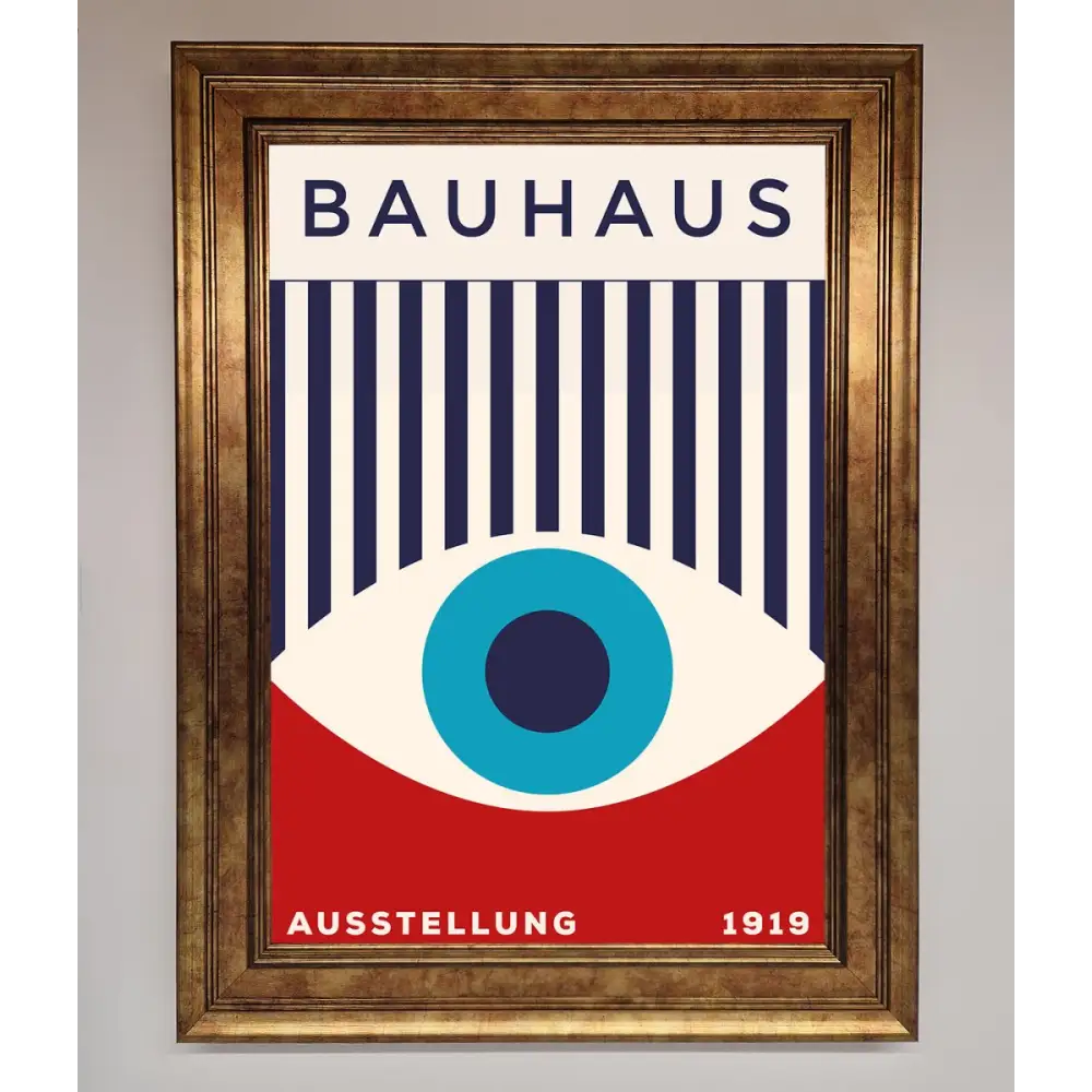 Bauhaus Red And Blue Eye Framed Wall Art - A3 (29.7 x 42 cm) / Bronze - Framed Print