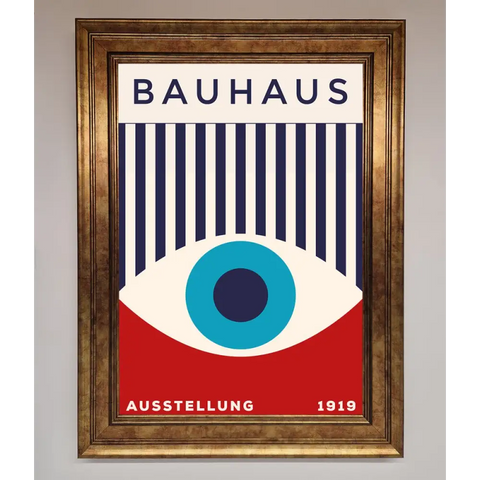 Bauhaus Red And Blue Eye Framed Wall Art - A3 (29.7 x 42 cm) / Bronze - Framed Print