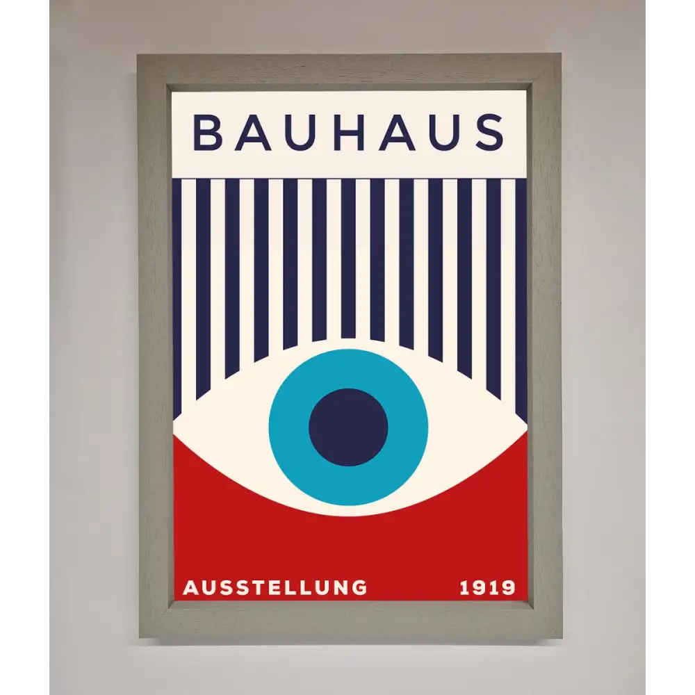 Bauhaus Red And Blue Eye Framed Wall Art - A3 (29.7 x 42 cm) / Grey - Framed Print