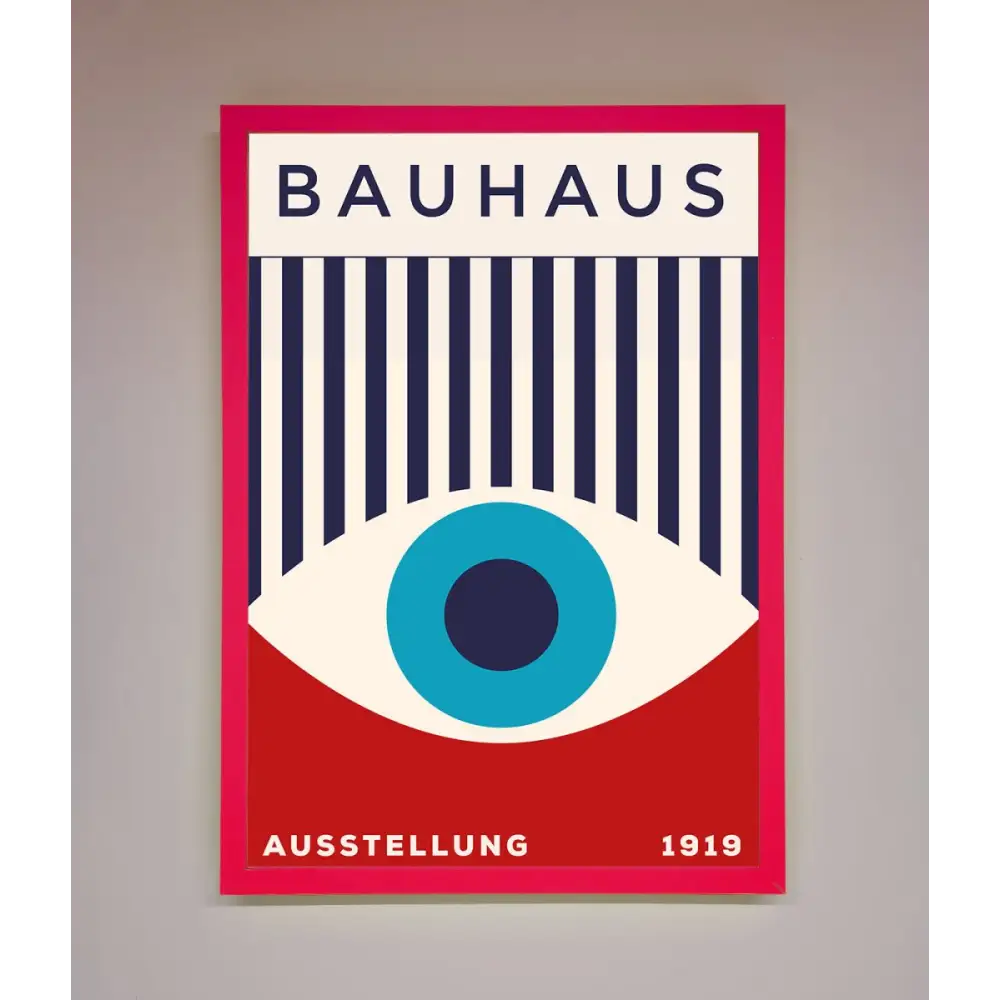 Bauhaus Red And Blue Eye Framed Wall Art - A3 (29.7 x 42 cm) / Neon Pink - Framed Print