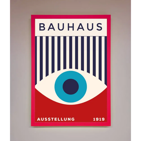 Bauhaus Red And Blue Eye Framed Wall Art - A3 (29.7 x 42 cm) / Neon Pink - Framed Print
