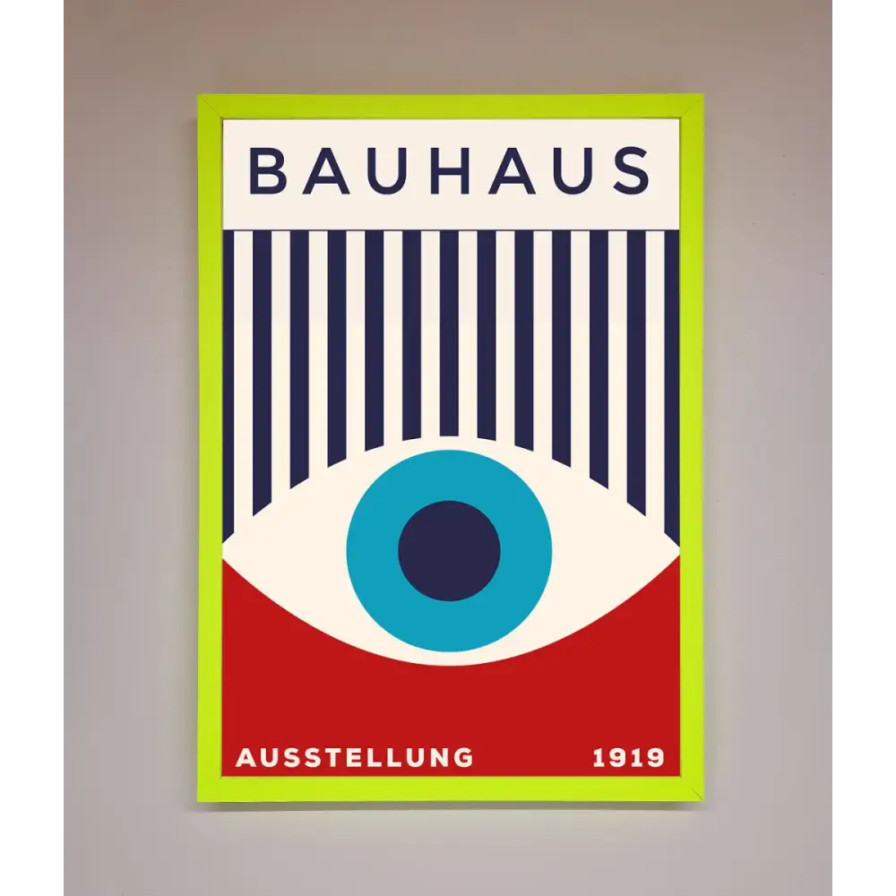 Bauhaus Red And Blue Eye Framed Wall Art - A3 (29.7 x 42 cm) / Neon Green - Framed Print