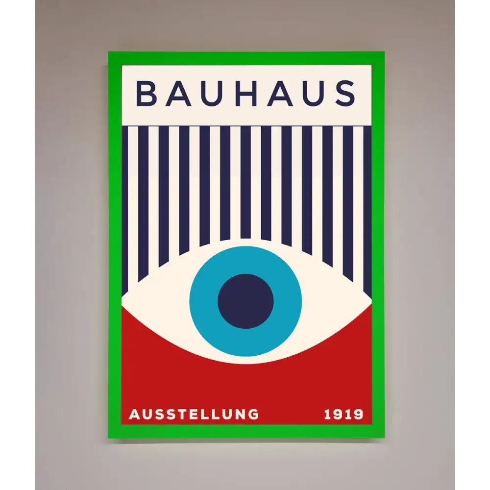 Bauhaus Red And Blue Eye Framed Wall Art - A3 (29.7 x 42 cm) / Neon Dark Green - Framed Print