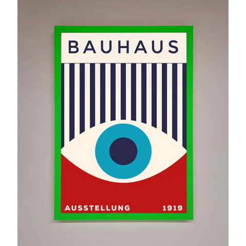 Bauhaus Red And Blue Eye Framed Wall Art - A3 (29.7 x 42 cm) / Neon Dark Green - Framed Print