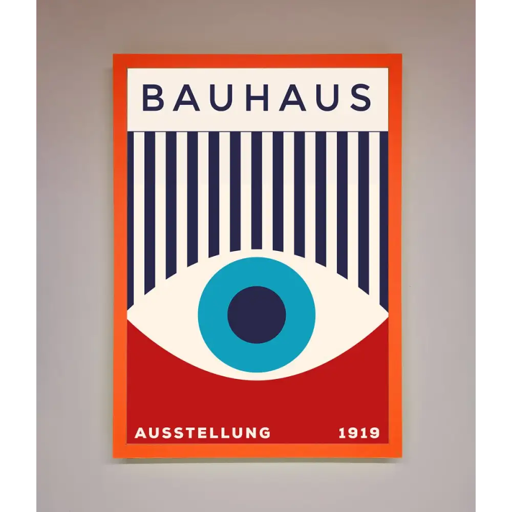 Bauhaus Red And Blue Eye Framed Wall Art - A3 (29.7 x 42 cm) / Neon Orange - Framed Print