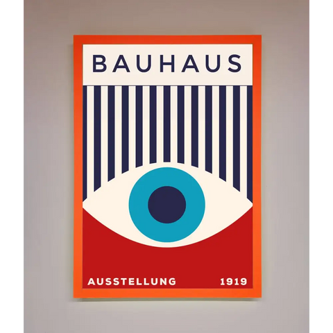Bauhaus Red And Blue Eye Framed Wall Art - A3 (29.7 x 42 cm) / Neon Orange - Framed Print