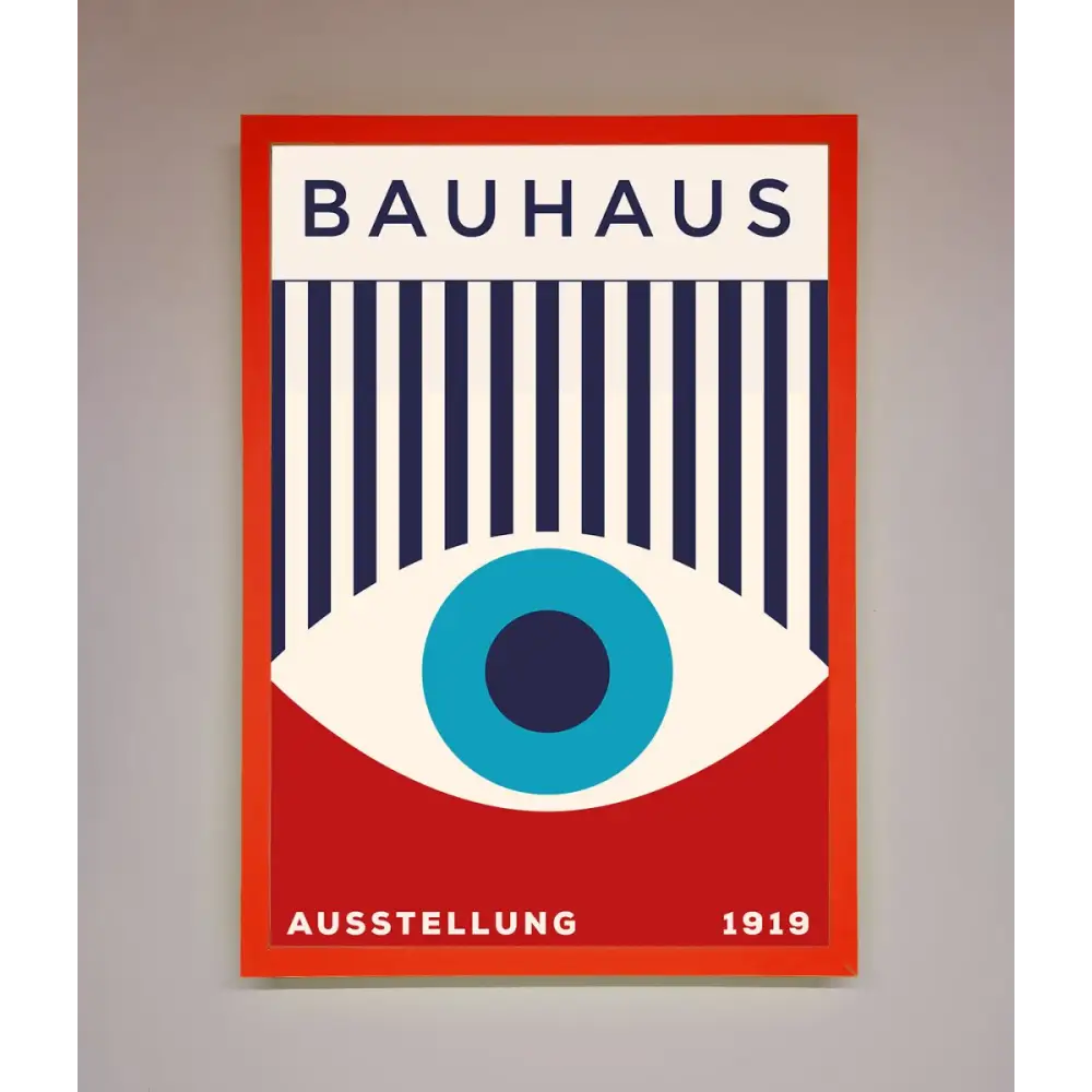 Bauhaus Red And Blue Eye Framed Wall Art - A3 (29.7 x 42 cm) / Neon Red - Framed Print