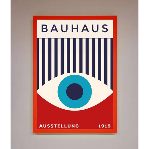 Bauhaus Red And Blue Eye Framed Wall Art - A3 (29.7 x 42 cm) / Neon Red - Framed Print
